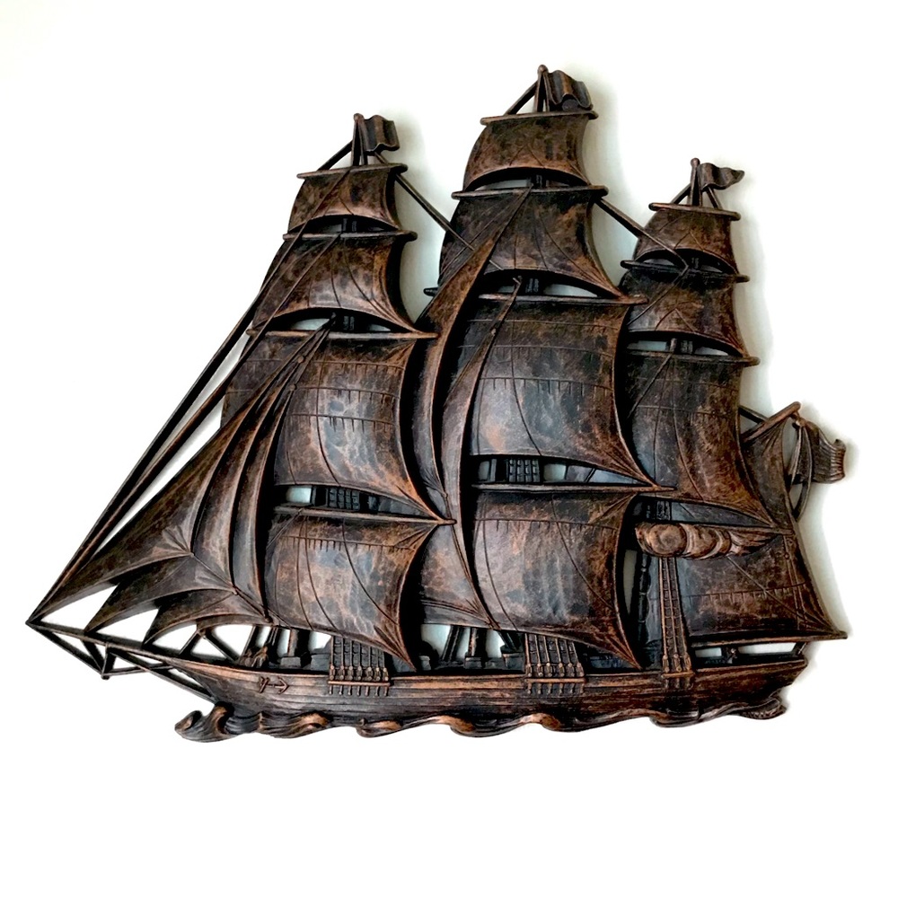 Syroco Coppercraft Pirate Ship Boat Wall Hanger
